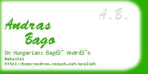 andras bago business card